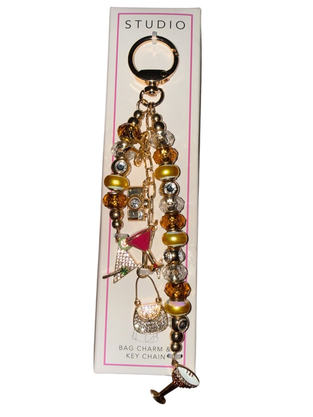 Studio “Girls Night Out” Bag Charm Key Chain NIB